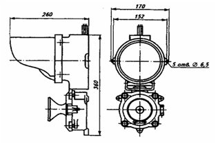 Рис.1. Габаритный чертеж сигнального поста ПС-1