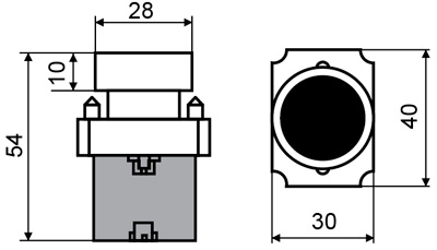Рис.1. Габаритные размеры кнопки XB2-BA51 "Старт"