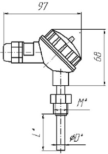 Рис.3. Габаритный чертеж датчика WAD305/3