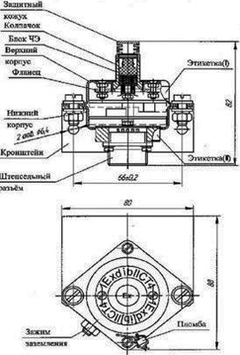 Рис.1. Чертеж датчик загазованности ДТХ-152-3