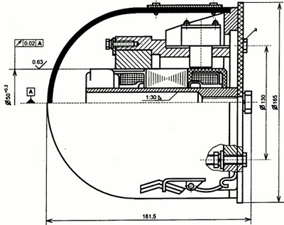 Рис.1. Габаритный чертеж тахогенератора постоянного тока ТС-1М