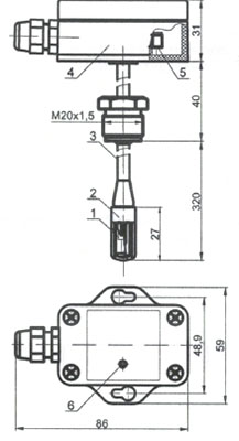 Рис.1. Общий вид преобразователя DV-UT-08a-SHT-320-Z