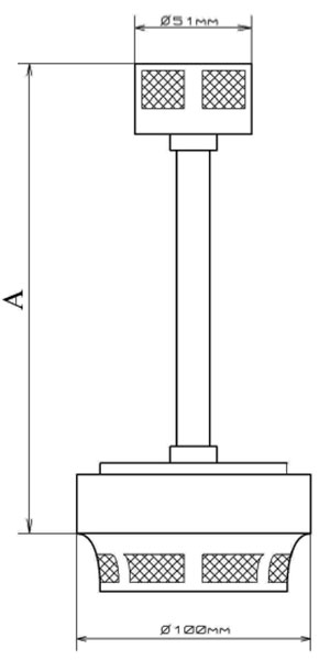 Рис.1. Габаритные размеры извещателя СП-2.2